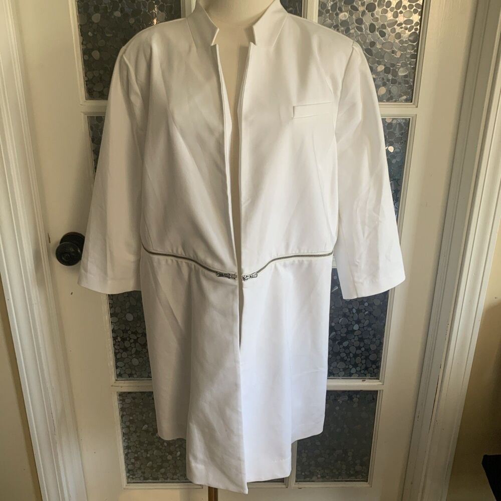 NWT Chicos City Chic Topper Duster Jacket 3P (XL P) Zipper Detail Bright White